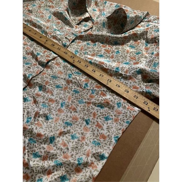 Vintage Worthington Blouse Womens Satin White Colorful Floral Button Up Shirt 16 - Picture 8 of 10